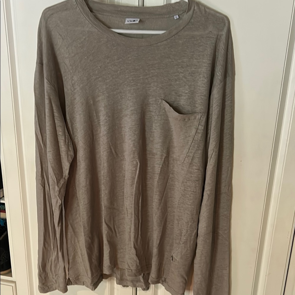 EUC! NN07 Grey Long Sleeve Tee Shirt Soft Linen 100% luxury